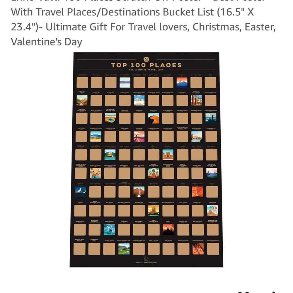 Top 100 Places Scratch Off Poster